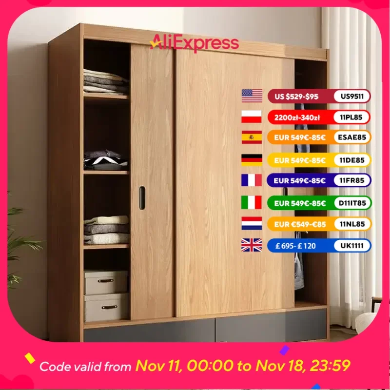 Luxus Organizer Holz Kleiderschränke Hohe Schiebetür Holz Kleidung Kleiderschrank Schlafzimmer Lagerung Organizer Armario De Ropa Möbel