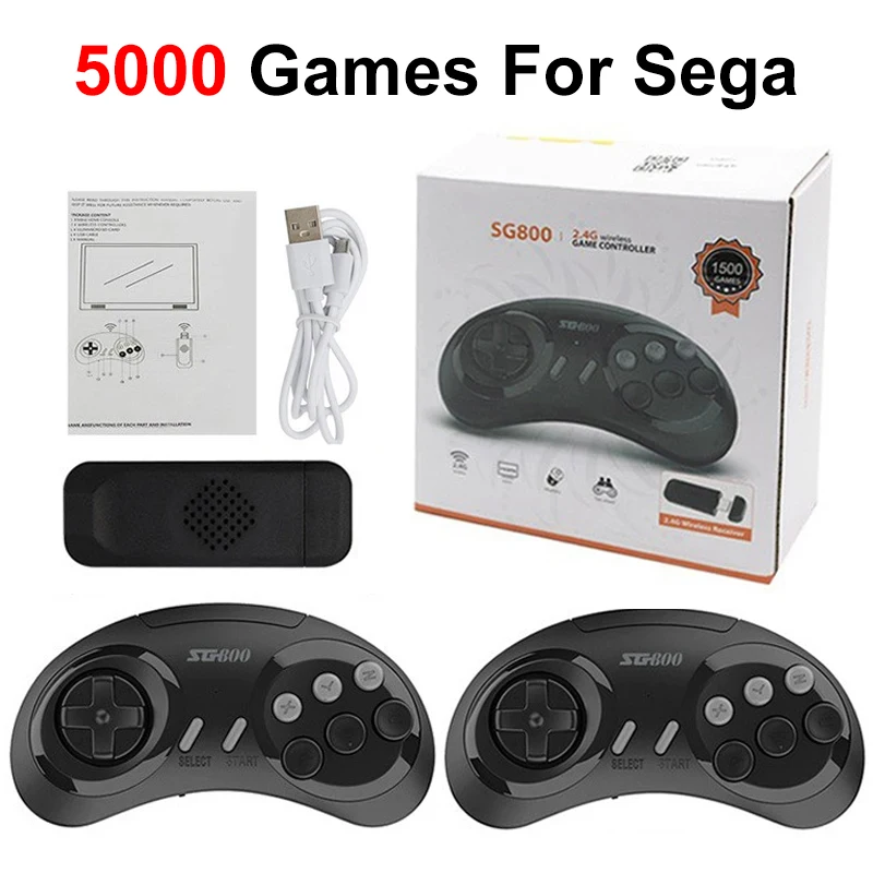SG800 Retro Game Console HD TV Video Game Stick 16 Bit For Sega Genesis Built-in 4000 Classic Games with Controllers Gamepad
