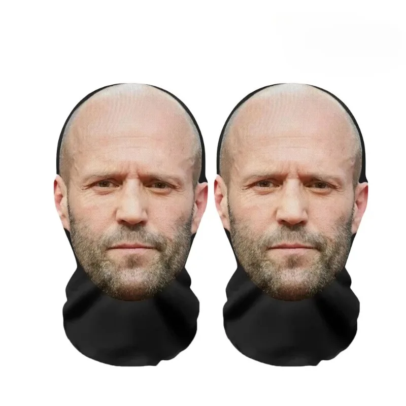 Jason Statham 3D-gedruckte Maske, elastisches Netz, Cosplay-Kopfbedeckung, Hip-Hop-Vollgesichtsmaske für Männer und Frauen, Sturmhaube, Kapuze, Hut, Kopfbedeckung Image