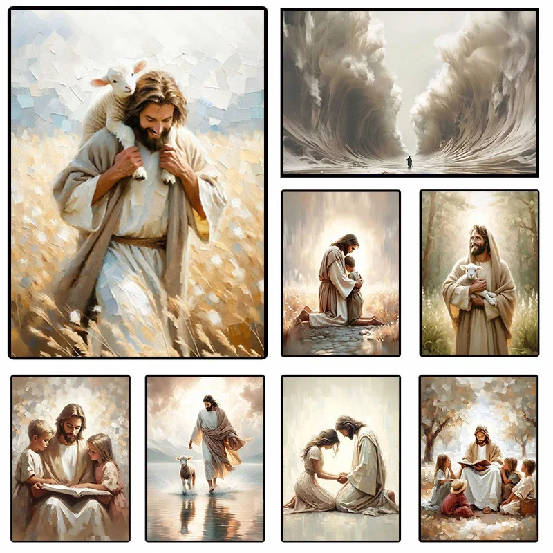 Gesù Cristo Tela Postres Ritratto cristiano Gesù Stampa artistica da parete Poster Walò con Cristo LDS Versetto della Bibbia Poster regalo