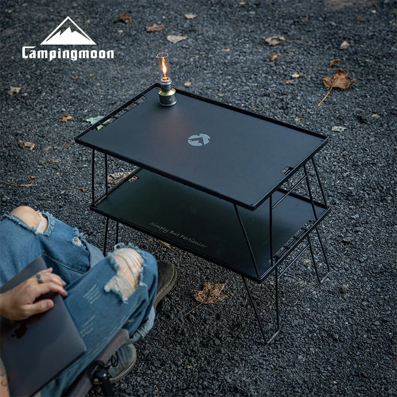 T-2308-BK2 IGT Schwarzer klappbarer Camping-Picknicktisch aus Aluminiumlegierung, tragbar, modernes Outdoor-Tischbrett für Camping und Picknicks Image