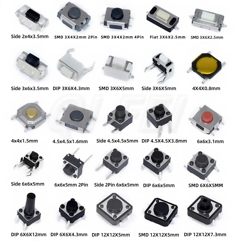 20PCS Micro Tact Push Button Schalter 2X4 3X4 3X6 4X4 4,5X4,5 6X6 12X12 DIP SMD Seite 2*4 3*4*2,5mm Tactile Tact Key Buttons Schalter Image