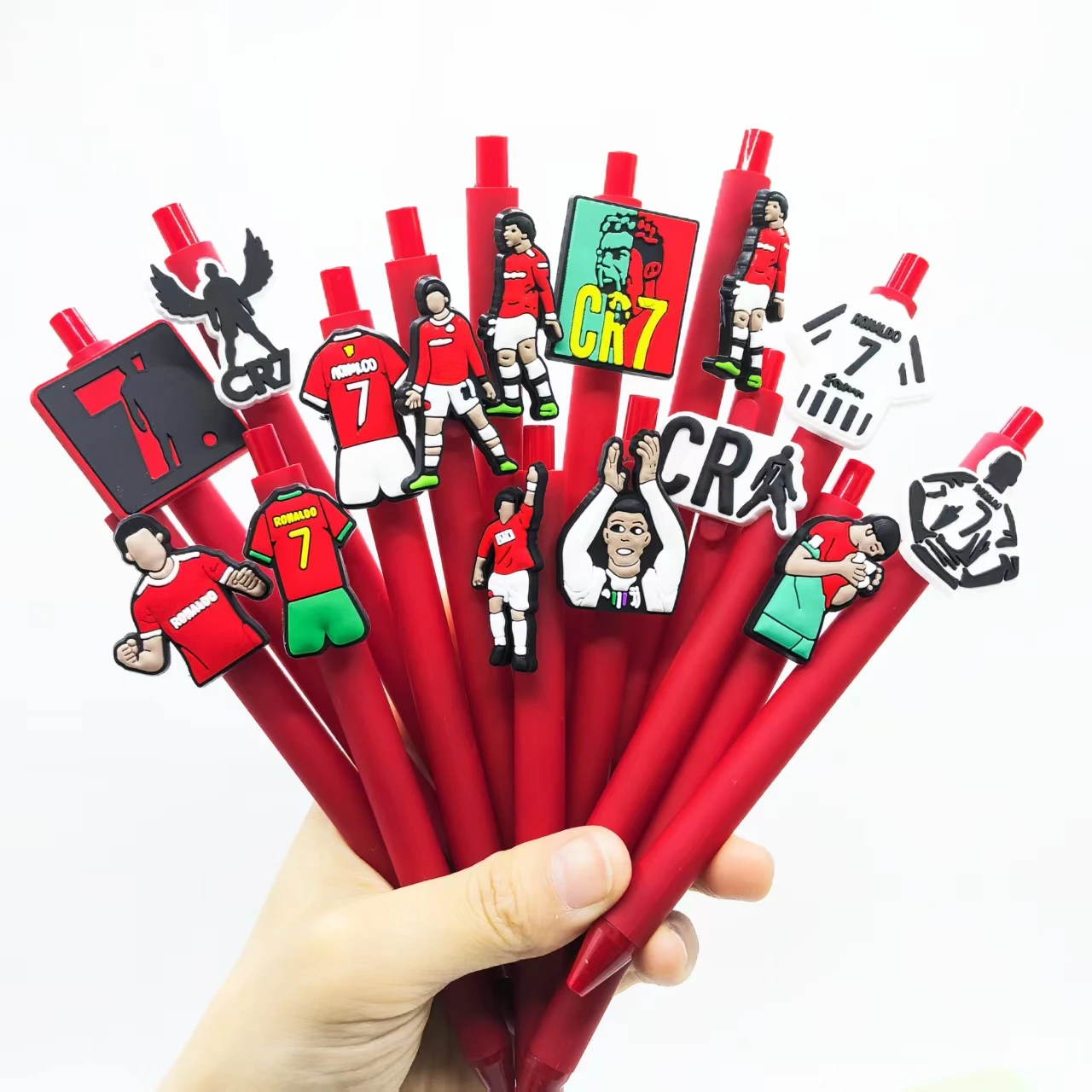 15/20PCS rote Serie Fußballstift, Fan CR7 Form Kugelschreiber, Liebe Fußball Geschenkstift, zufälliger Stil Image