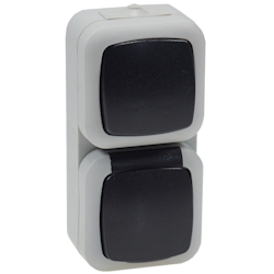 ChiliTec Feuchtraum Kombi-Schalter/Steckdose,IP44 250V AC/ 10/16A, grau, AP vertikal Image