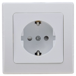 ChiliTec DELPHI Schutzkontakt-Steckdose, UP, weiß 250V AC / 16A, inkl. Rahmen, Klemmanschluss Image