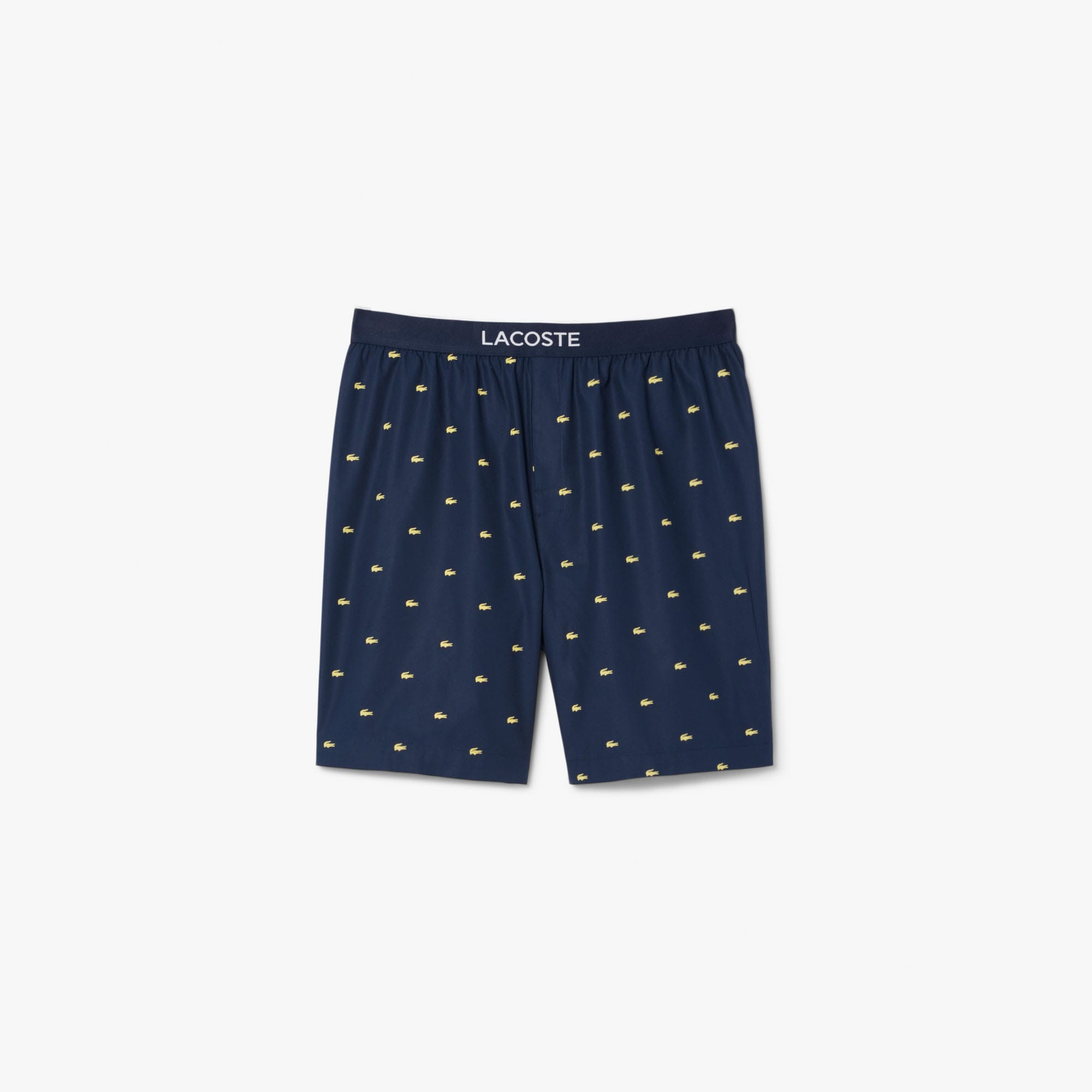 Lacoste Mens Printed Poplin Pyjama Shorts in Navy Cotton - Size X-large | Lacoste Sale | Discount Designer Brands