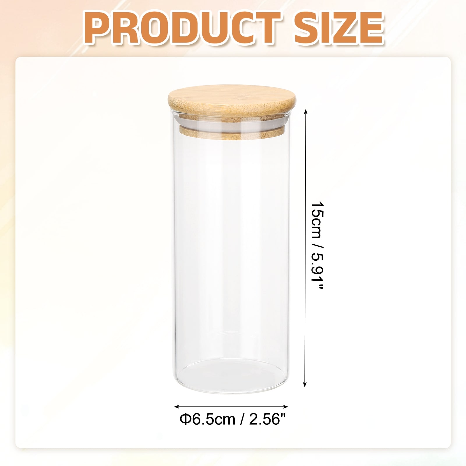 Glass Food Storage Jars Glass Canisters with Bamboo Airtight Wooden Lids Food Storage Container for Coffee Tea Bean - Clear