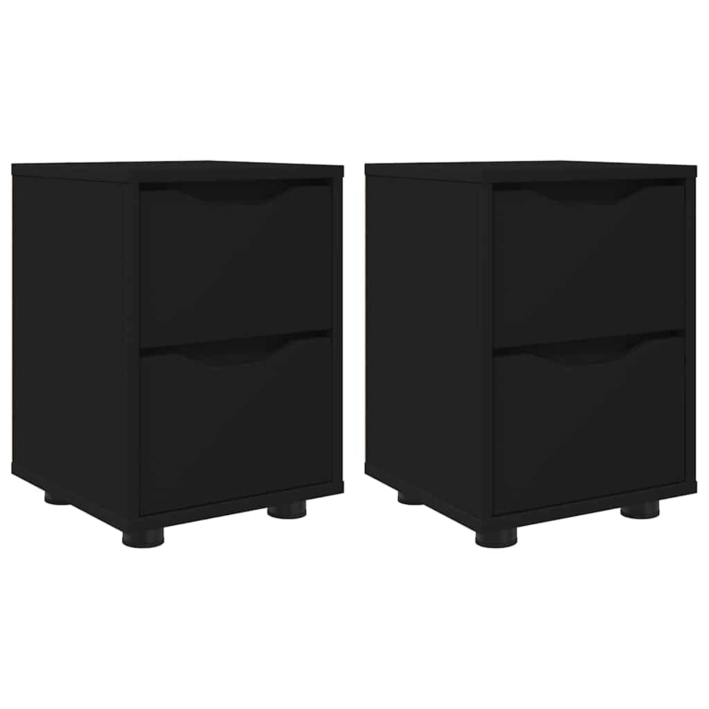 vidaXL Nachttische 2 pcs Schwarz 30,5 x 30 x 43 cm Holzwerkstoff Image