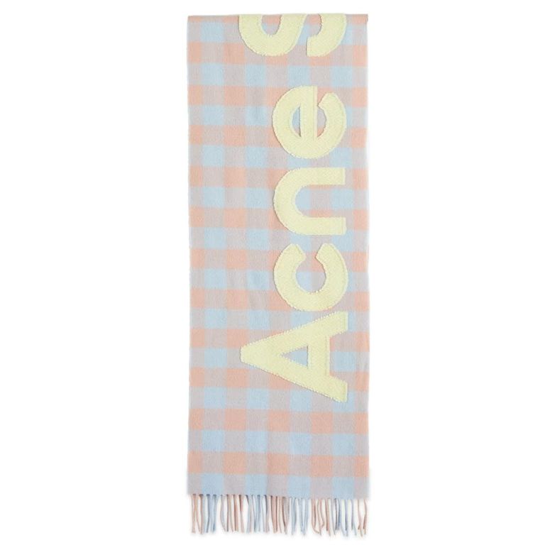 Veda Logo Check Scarf - White - Acne Scarves