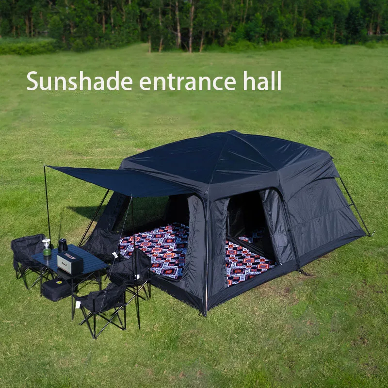 Zelt, Außenzelt, Ein-Wohnzimmer mit zwei Schlafzimmern für 4, 8, 10, oder mehr Personen, Campingzelt, wasserdicht, Camping. Image