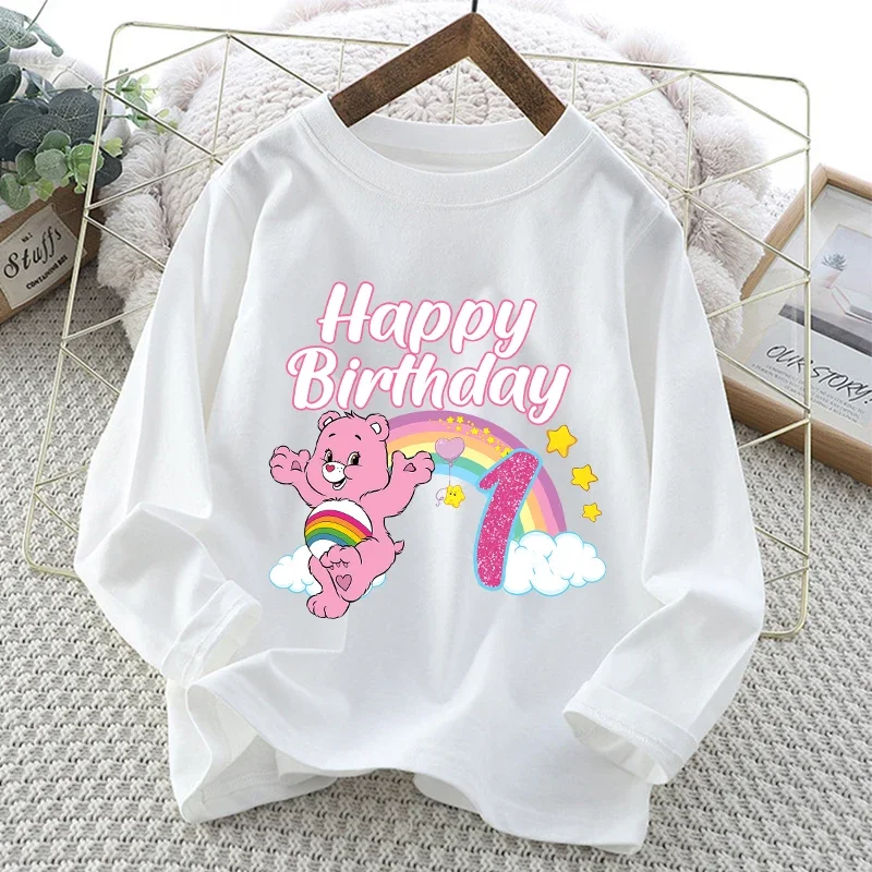 Care Bears Printed Children Birthday Clothes Tops Girl Long Shirt Clothes Kid Winter Autumn Thin Sweatshirt kawaii Clothing Gift