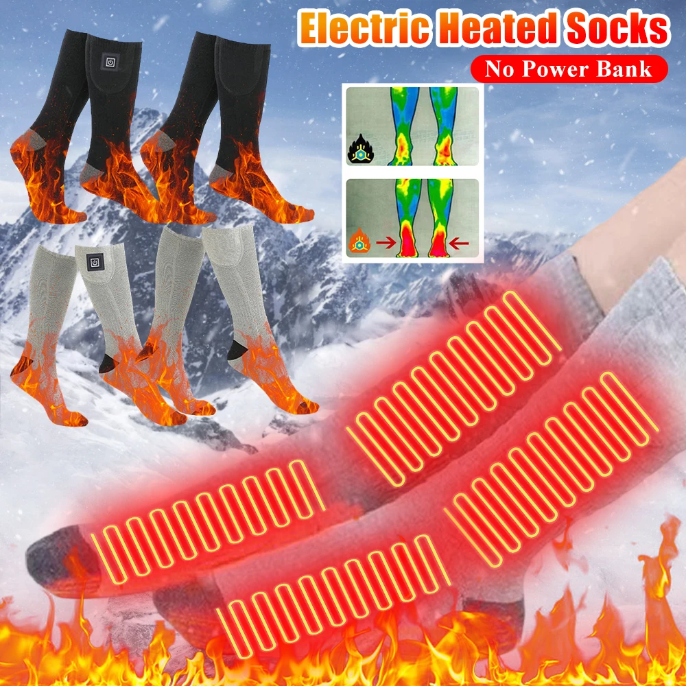 Elektrische Beheizte Socken Männer Frauen Winter Warme Heizung Socken Anti-Kälte Thermische Beheizte Fuß Wärmer Outdoor Camping Ski Sport socken Image