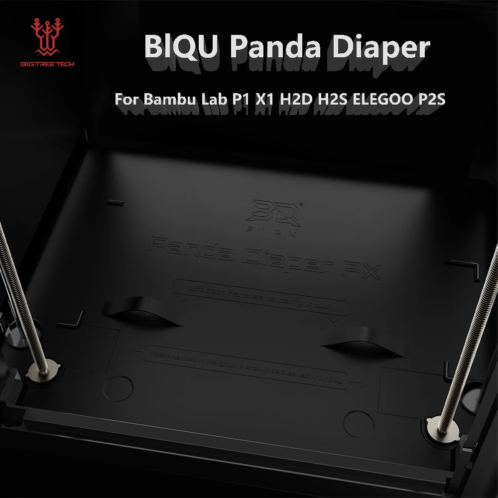 BlQU Panda Diaper Silikon-Präzisionsformteile mit integrierten Griffen und erhöhten Kanten, Upgrade für Bambu Lab P1 X1 H2D H2S ELEGOO P2S U1 Image