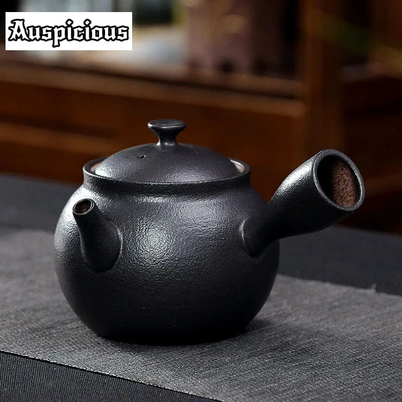 350ml Japanese Style Side Handle Coarse Pottery Teapot Handmade Household Simple Kungfu Teaset Tea Ceremony Tea Maker Filter Pot