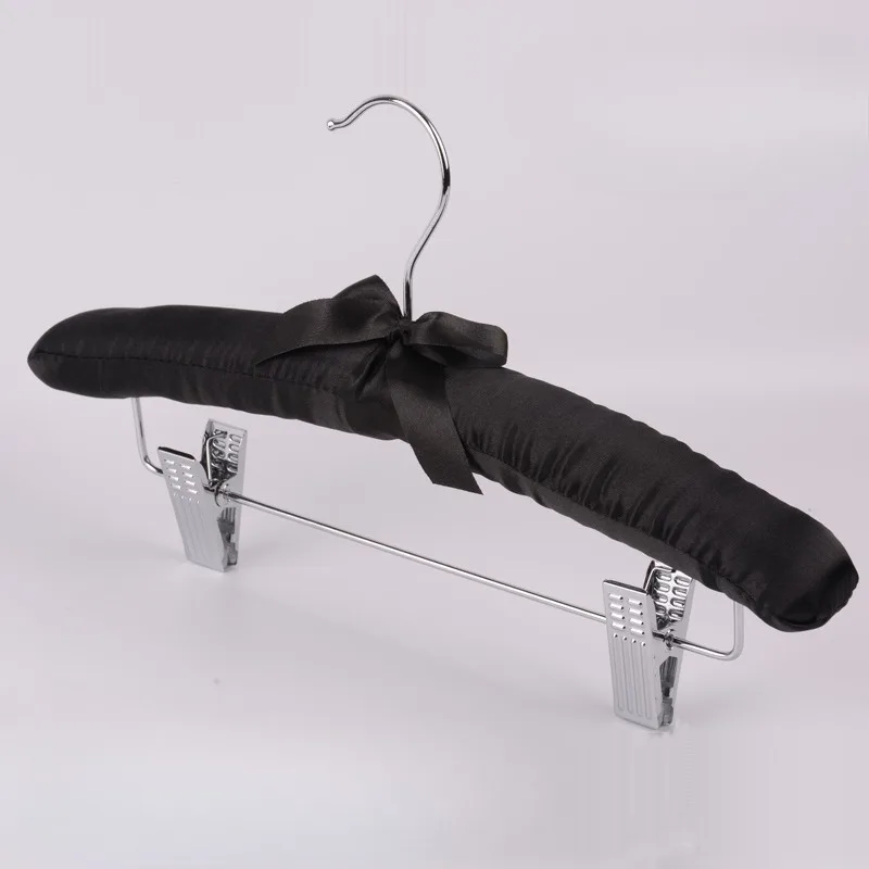 Satin Padded Hanger Silk Wrapped Clothes Hanger Clothes Hanging Silver Hook Non-slip Sponge Racks Clothes Shop Display Hangers