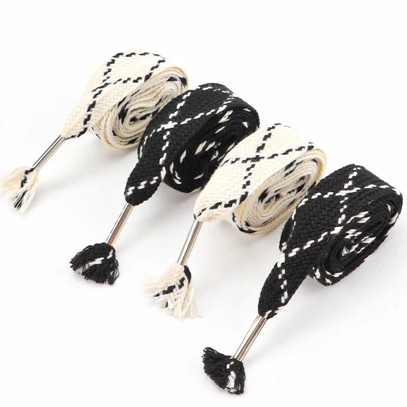 2,5 cm verbreiterte Schnürsenkel schwarz und weiß Gummiband für Schuhe Schnürsenkel für Turnschuhe Freizeitschuhe Hausschuhe Dekoration 120 cm/140 cm