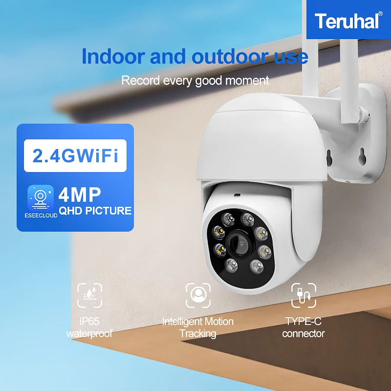 4MP Wifi IP Outdoor Drahtlose Sicherheit Überwachung PTZ Kamera 4X Zoom Kameras AI Menschen Tracking Zwei-wege Audio HD Nacht farbe Cam Image