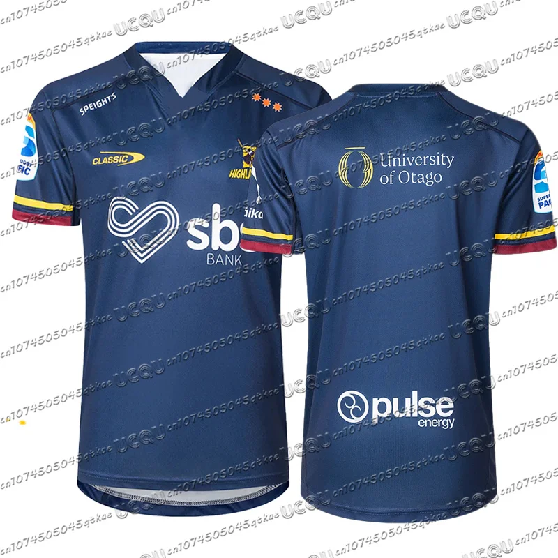 2025 New Zealand Football Tees Highlanders Rugby Jersey Men Oversized Casual Quick drying Short Sleeve Kid Sport V-neck Tshirt