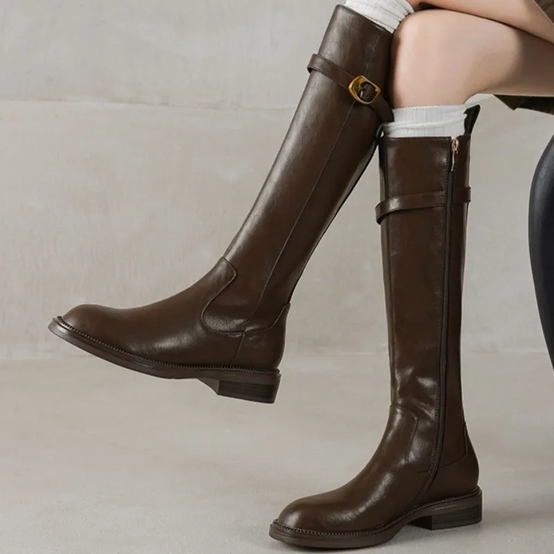 2025 Fashion Side Zipper Designer Autumn Outdoor Office Comfortable Women's Tall Boots Elegant Party Knee-High Boots Botas Mujer