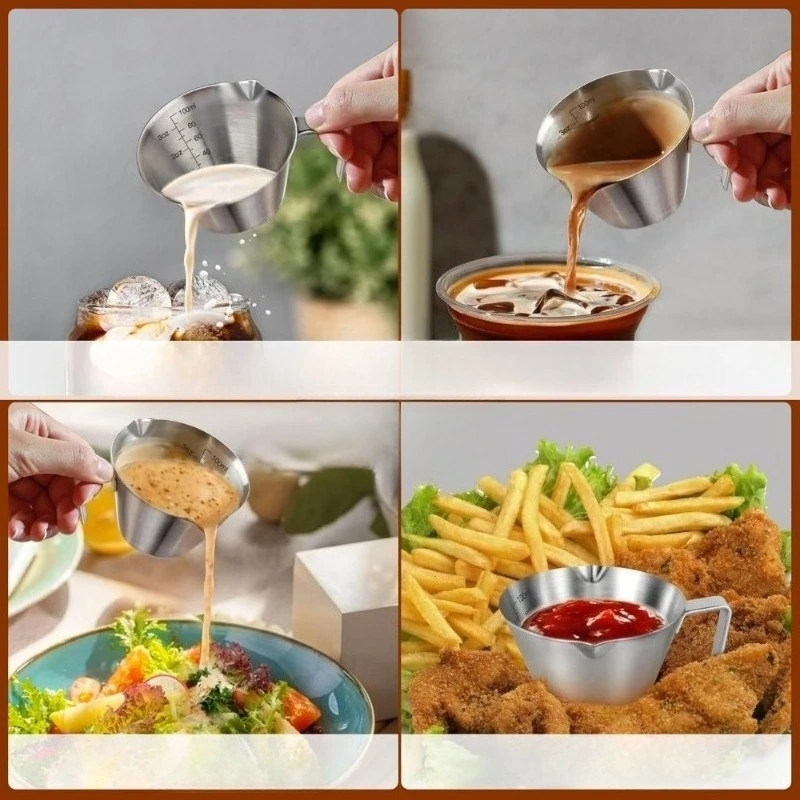 Espresso-Messbecher aus Edelstahl mit Griff, perfekt zum Ausgießen von Kaffeeschüssen in der Küche, Winter-Trinkgeschirr-Zubehör Image