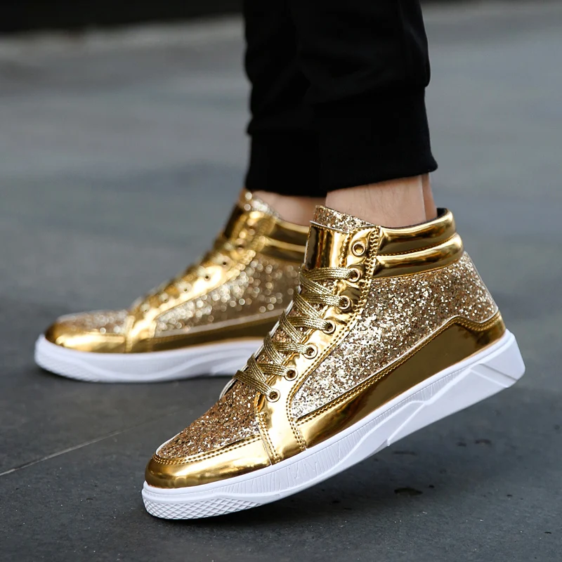 Heißer Verkauf Goldene Mode Schuhe Männer High Top Schuhe Plattform männer Skate Schuhe Große Größe 48 Party Hip Hop turnschuhe Männer Bord Schuhe