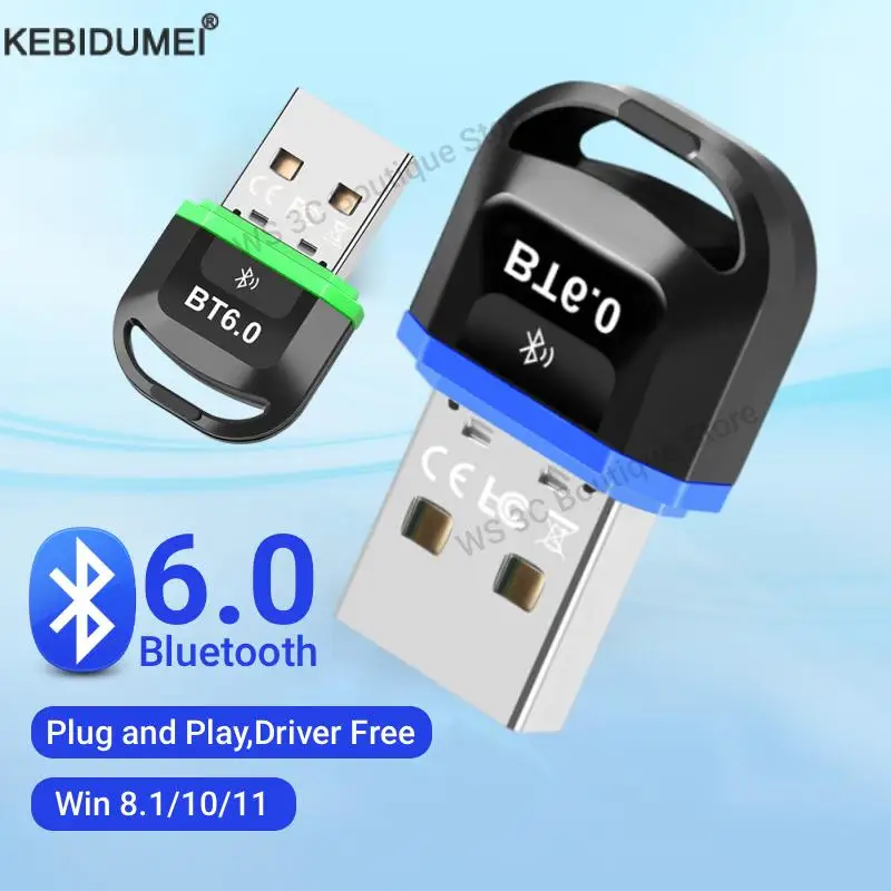 USB Bluetooth 6.0 Adapter BT5.3 Dongle für PC Windows11/10/8.1 Bluetooth Empfänger Sender für Tastatur/Maus/Kopfhörer Image