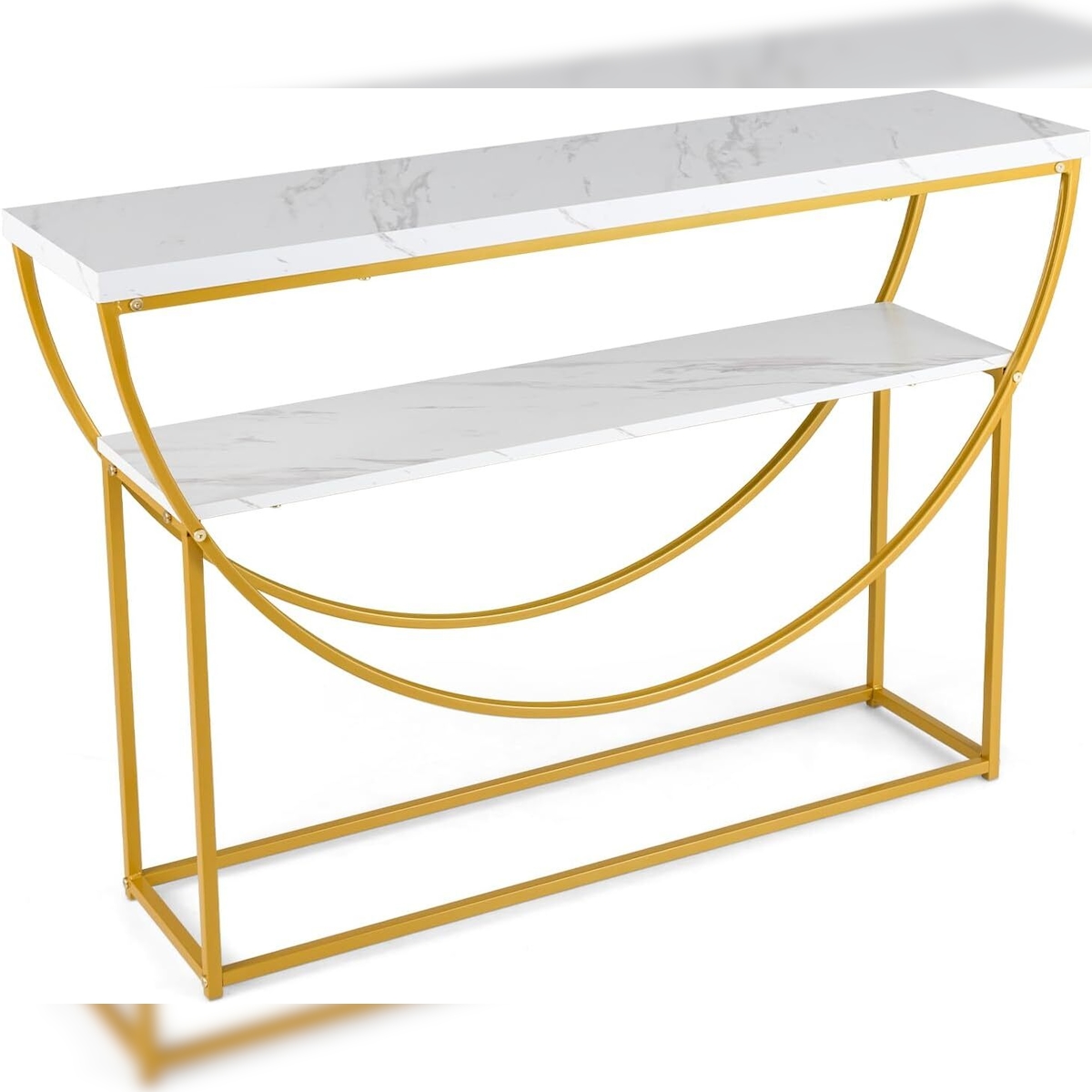 COSTWAY Schmaler Konsoletisch, Eingangstisch, 120 cm Lang, 2 Ebenen, Sofatisch, Wohnzimmertisch, Ideal für Flur Image