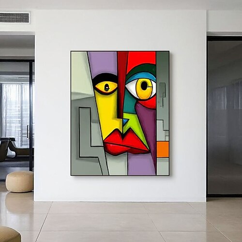 dipinto a olio fatto a mano astratto ritratto di donna tela arte murale astratto pittura del viso di donna pittura femminile minimale ritratto di donna vibrante decorazione murale