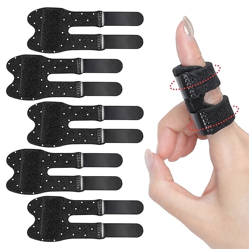 5 tutori traspiranti per dito a scatto, tutore regolabile per dito, tutore per pollice per artrite fratturata e tesa per pollice, medio, indice, anulare, mignolo (5, nero)