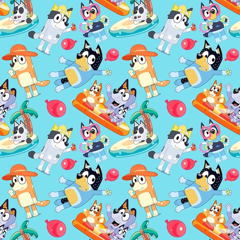 Tessuto Bluey Tessuto Blue Dog Tessuto Bluey e Bingo Tessuto Cartone animato Tessuto di cotone Tessuto anime a mezzo metro