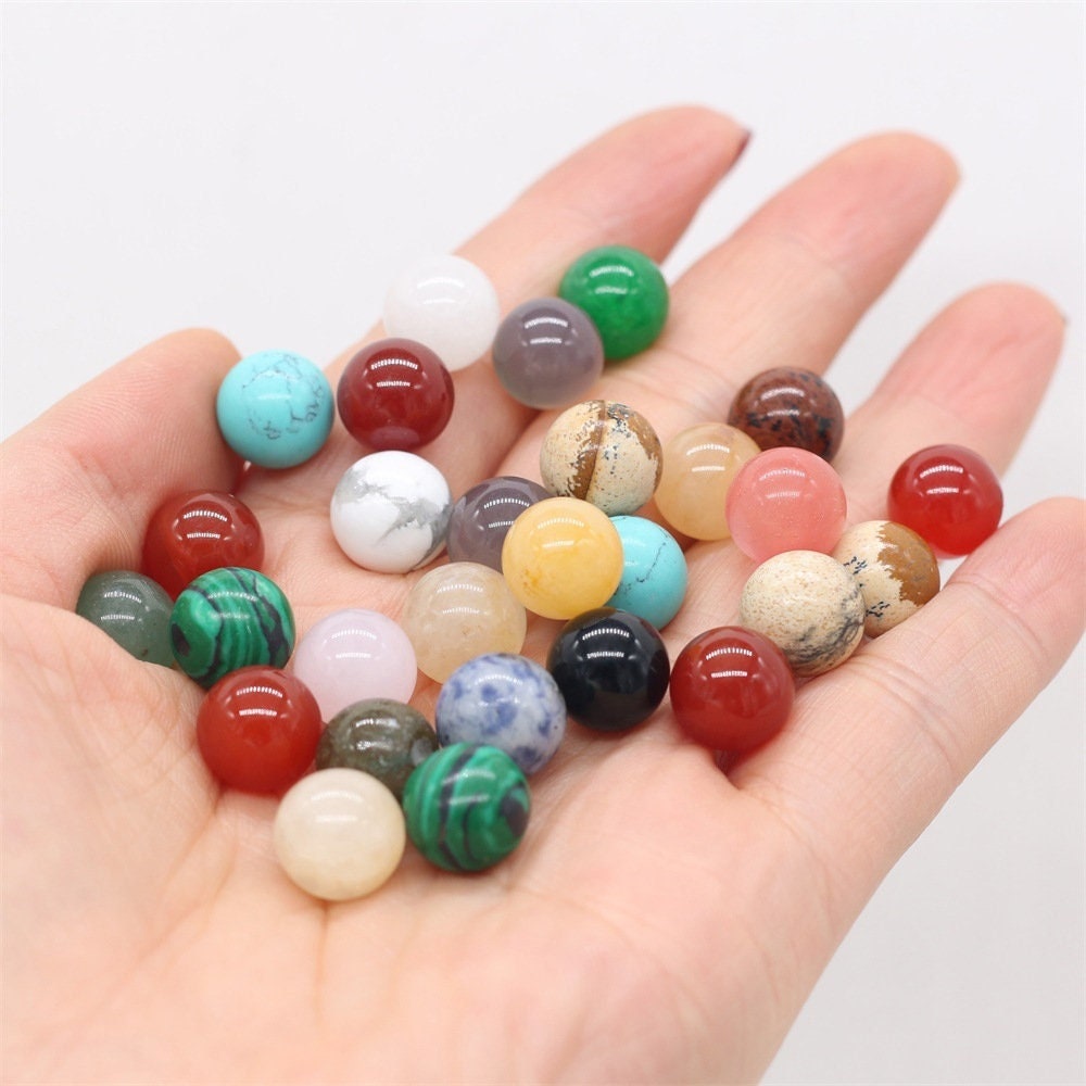 Sfera di pietra naturale da 10 mm, perline senza foro, perlina di pietra preziosa piccola e non forata, mini sfera di cristallo curativo, colori multi