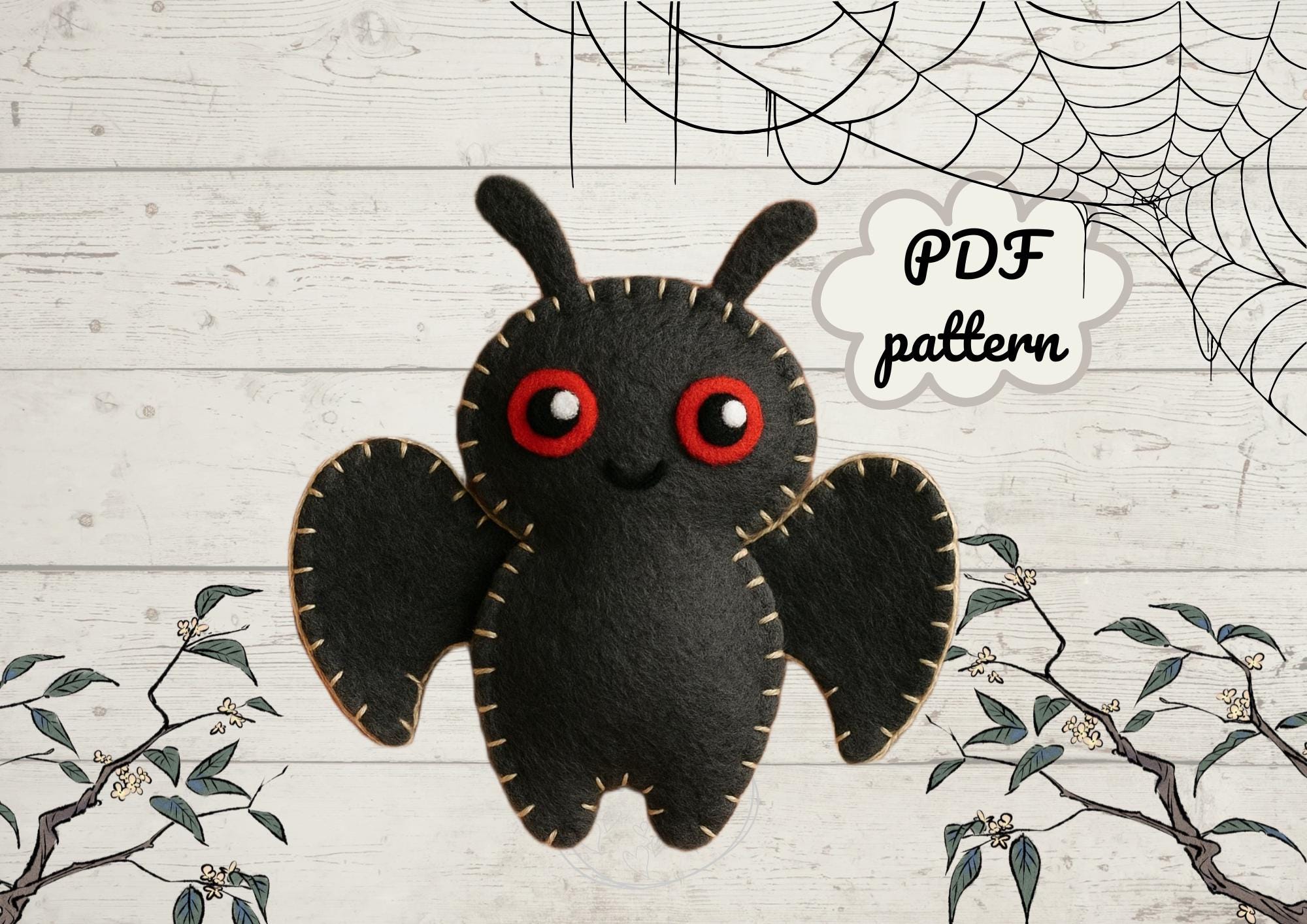 Omino falena in feltro facile. Modello PDF. Crea un grazioso e semplice giocattolo in feltro usando tecniche di cucito di base. Perfetto per i princip