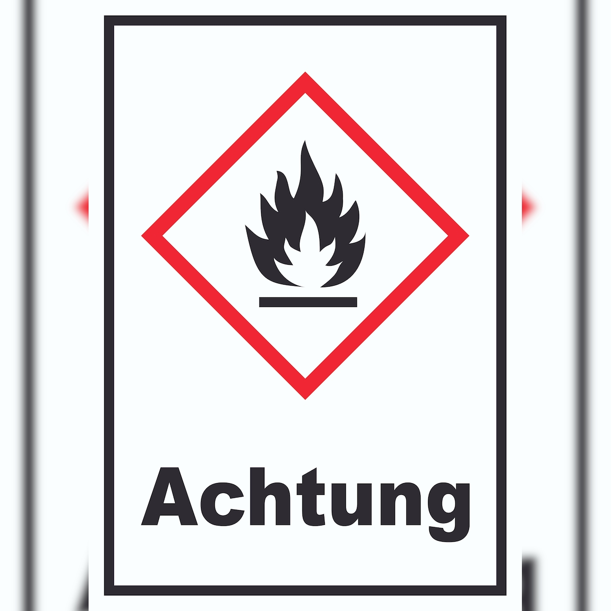 HB-Druck Schild Entzündbare Stoffe Achtung Flamme hochkant A1 Rückseite selbstklebend Image