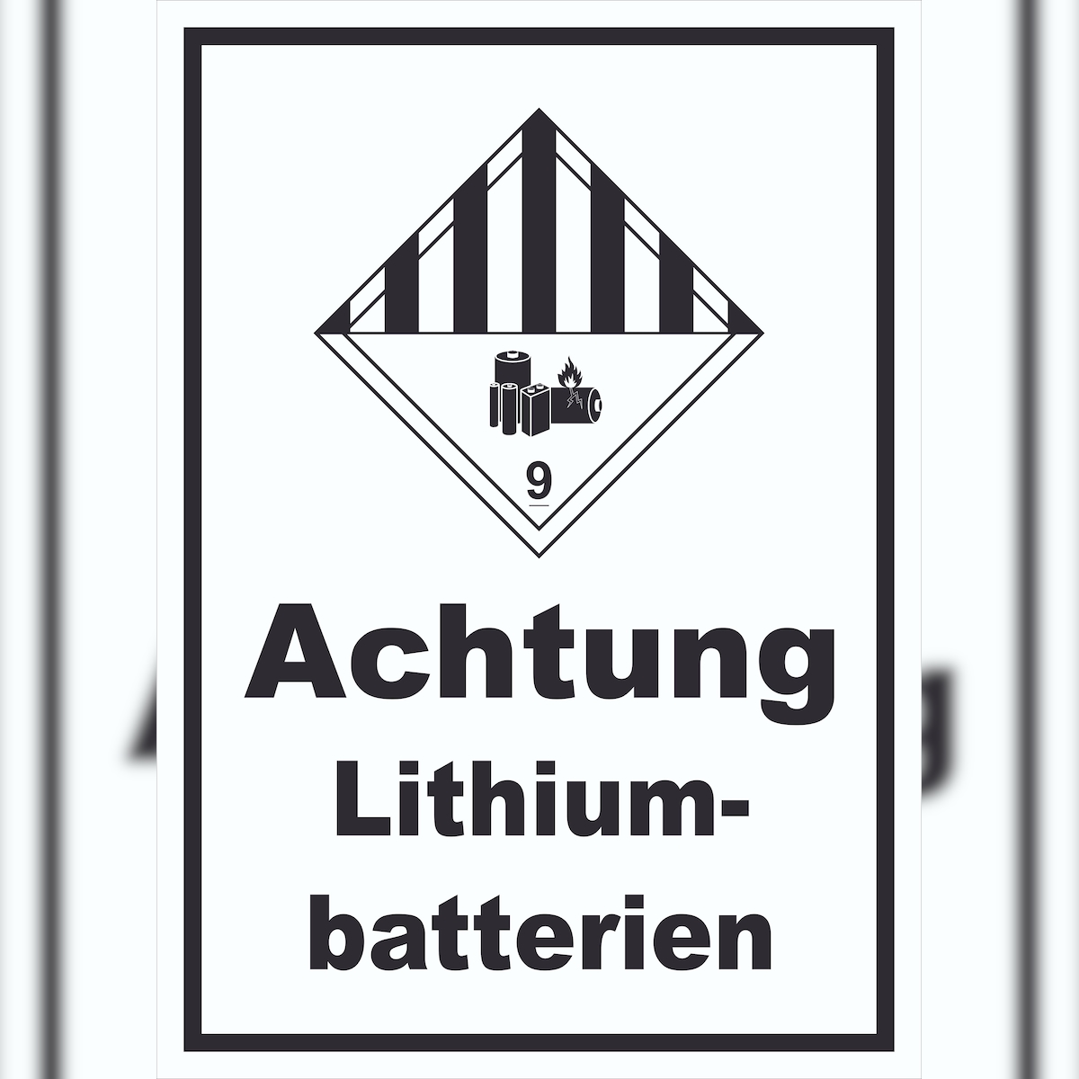 HB-Druck Schild Achtung Lithiumbatterien Gefahrgutklasse 9a hochkant A4 (210x297mm) Image