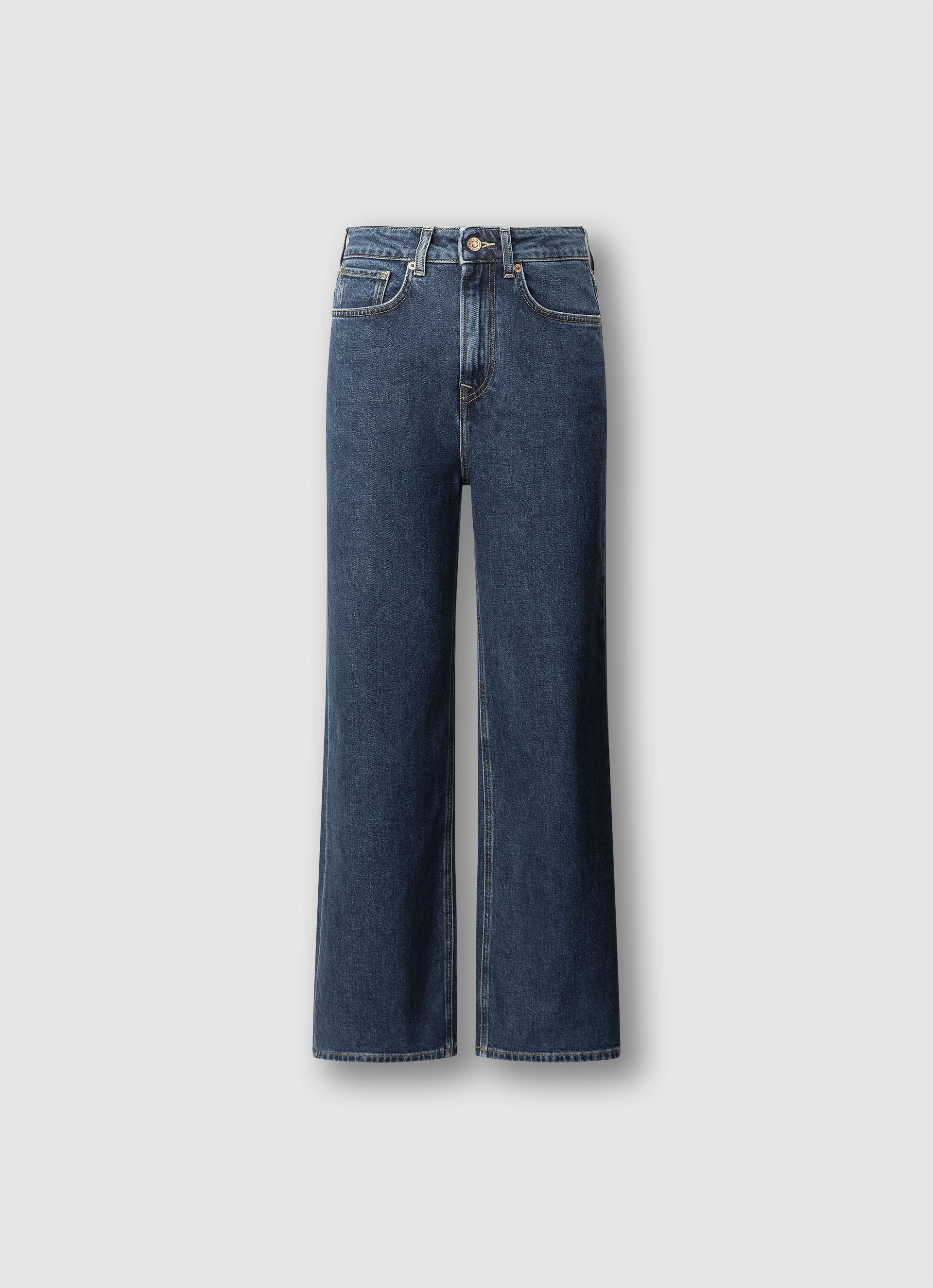 Straight-Jeans PEPE JEANS "UHW – Ultra High Waist", Damen, Gr. 28, Länge 30, mid blau, Denim/Jeans, Obermaterial: 99% Baumwolle, 1% Elasthan, straight fit lang, Jeans Straight-Jeans, mit hohem Bund