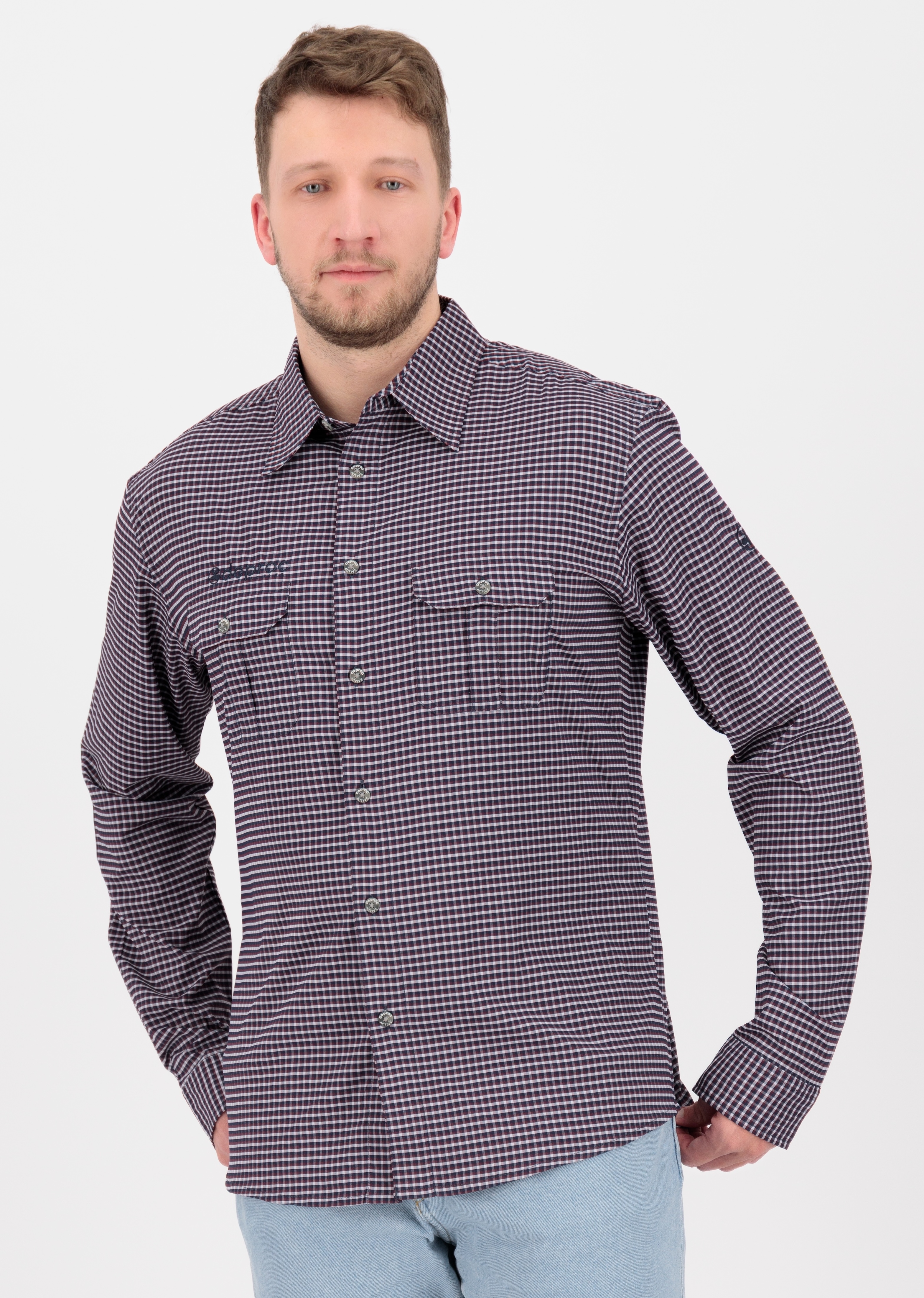 Outdoorhemd DEPROC ACTIVE "DENVER M MEN", Damen, Gr. M (50), Normalgrößen, blau, rot, check, 50% Polyester; 40% Baumwolle; 10% Leinen, Hemden, auch in Großen Größen erhältlich