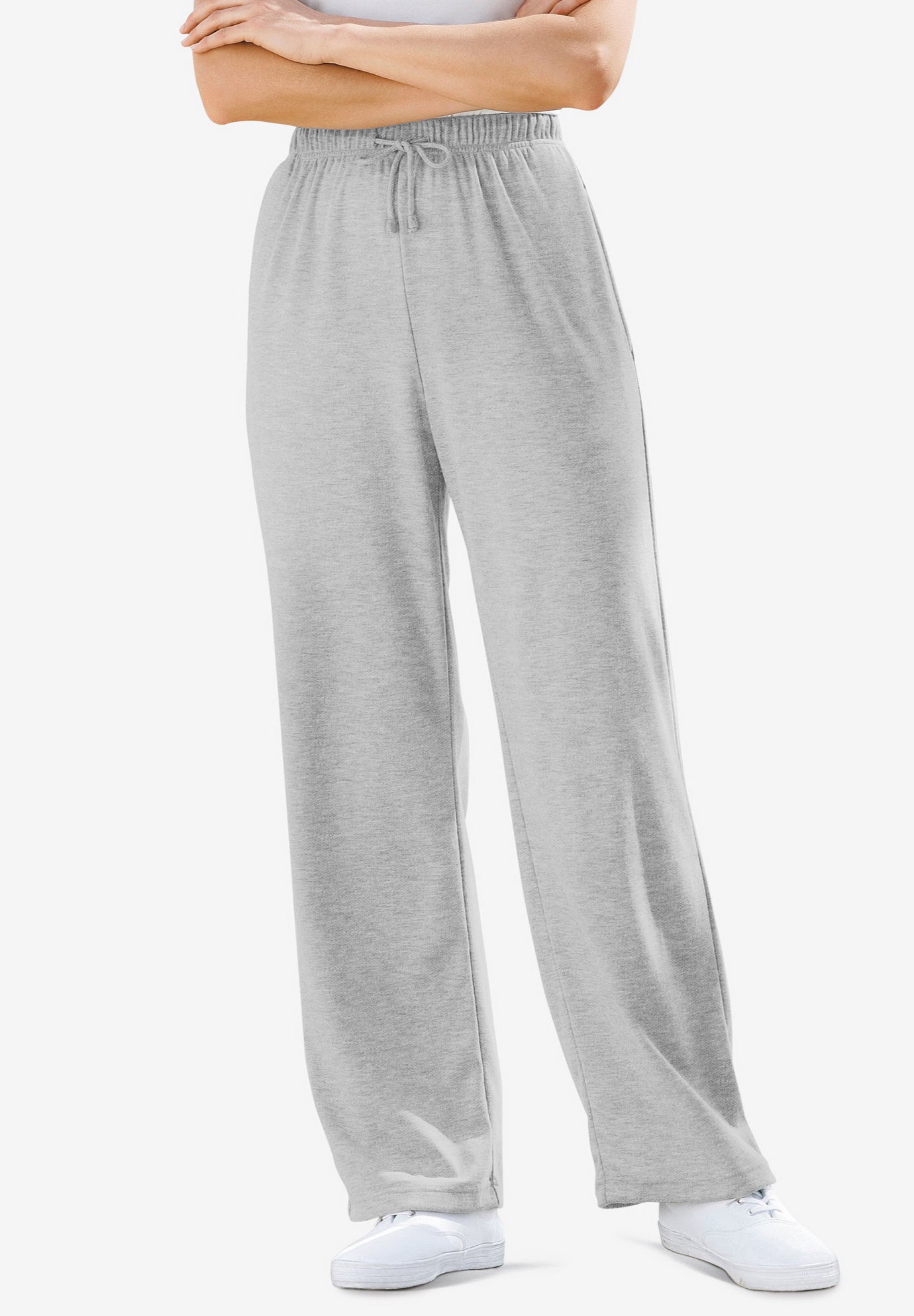 Plus Size Women's Sport Knit Straight-Leg Pull-On Pants by Woman Within in Heather Grey (Size 3X)