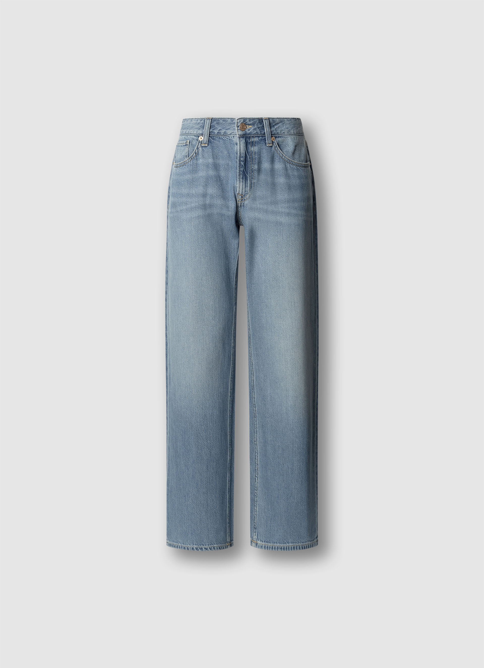 Loose-fit-Jeans PEPE JEANS "LOOSE ST JEANS LW NICKY", Damen, Gr. 27, Länge 32, light blau used, Denim/Jeans, Obermaterial: 64% Baumwolle, 36% Lyocell, loose fit lang, Jeans