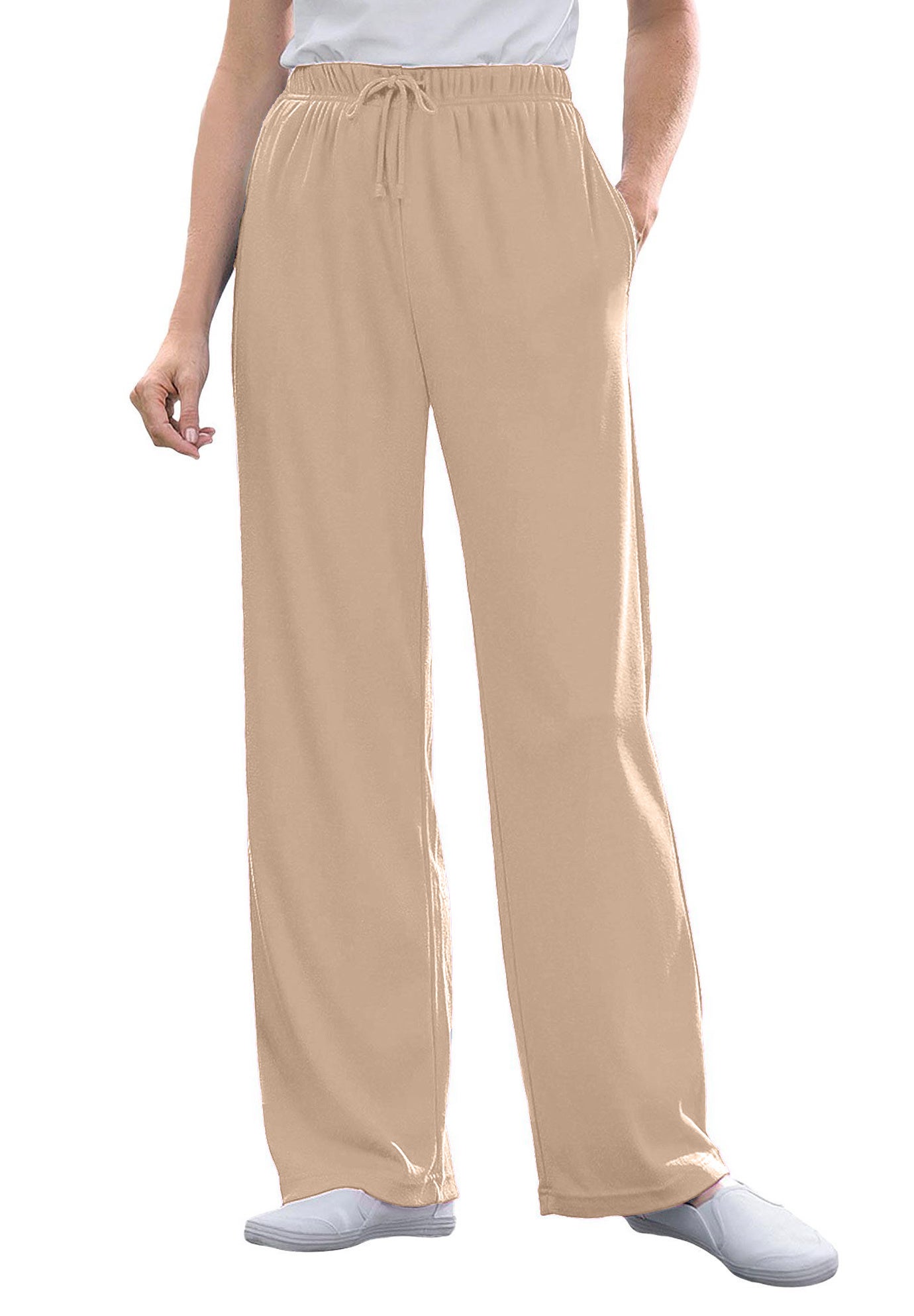 Plus Size Women's Sport Knit Straight-Leg Pull-On Pants by Woman Within in New Khaki (Size 3X)