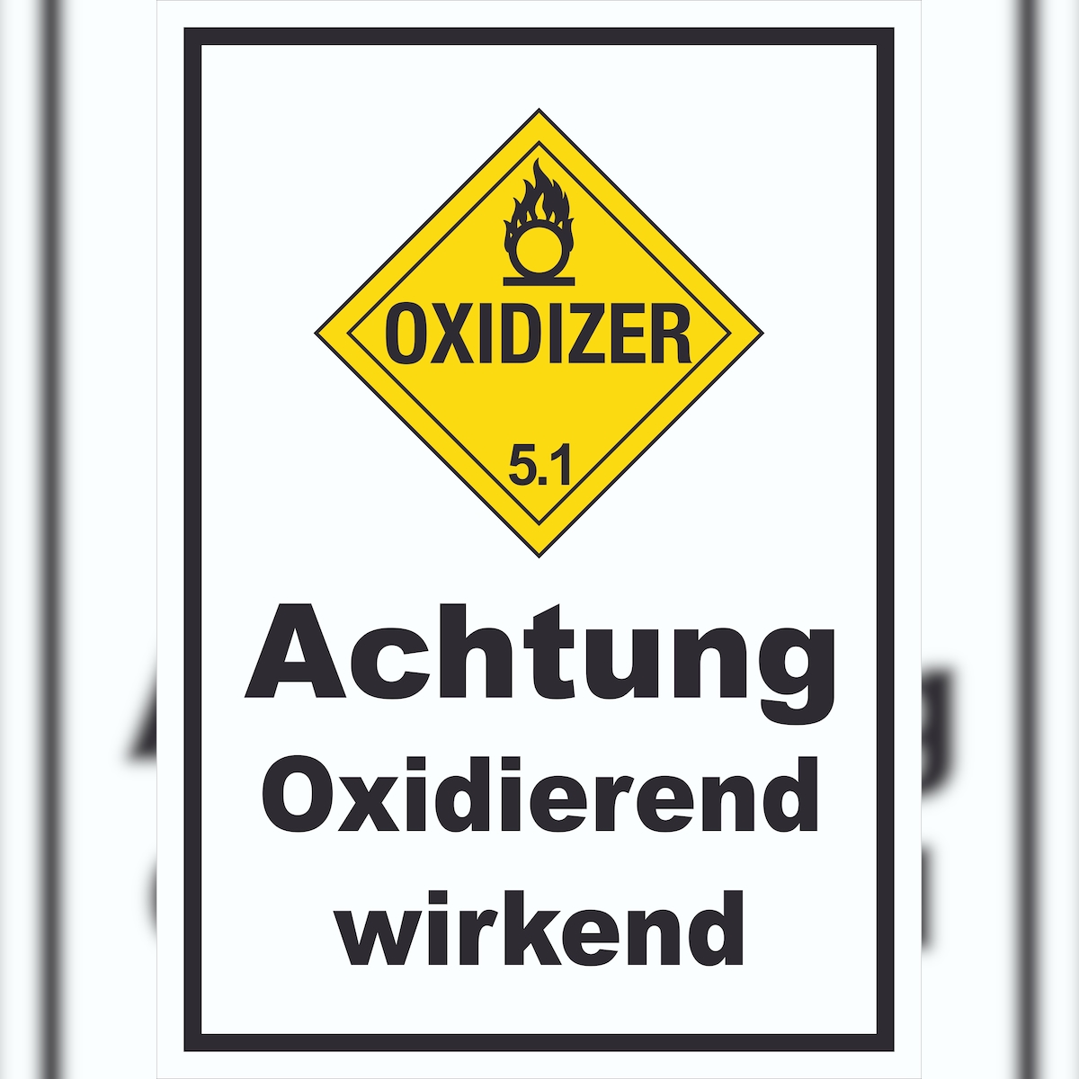 HB-Druck Schild Oxidierend wirkend Oxidizer entzündend hochkant A5 Rückseite selbstklebend Image