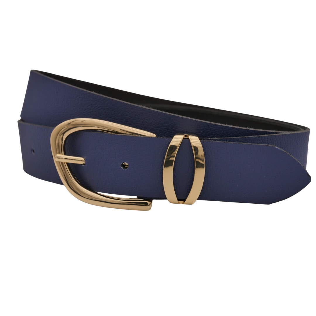 Ledergürtel ANNAMATONI "AnnaMatoni Ledergürtel Lora Ledergürtel Lora", Damen, Gr. TW90 - 105cm Gesamtlänge, marine 490, 100% Leder, Gürtel Ledergürtel Image