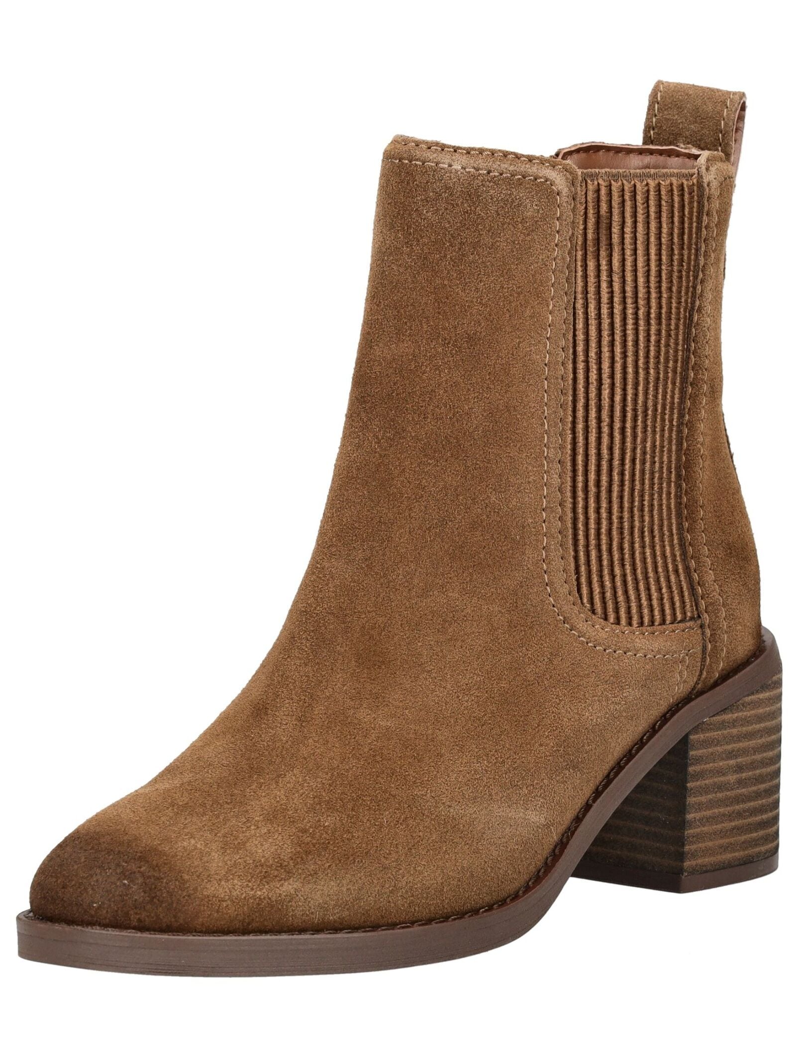 Stiefelette CLARKS "Clarks Stiefelette Veloursleder/Textil", Damen, Gr. 39, hellbraun, Textil, Veloursleder, Schuhe Stiefelette