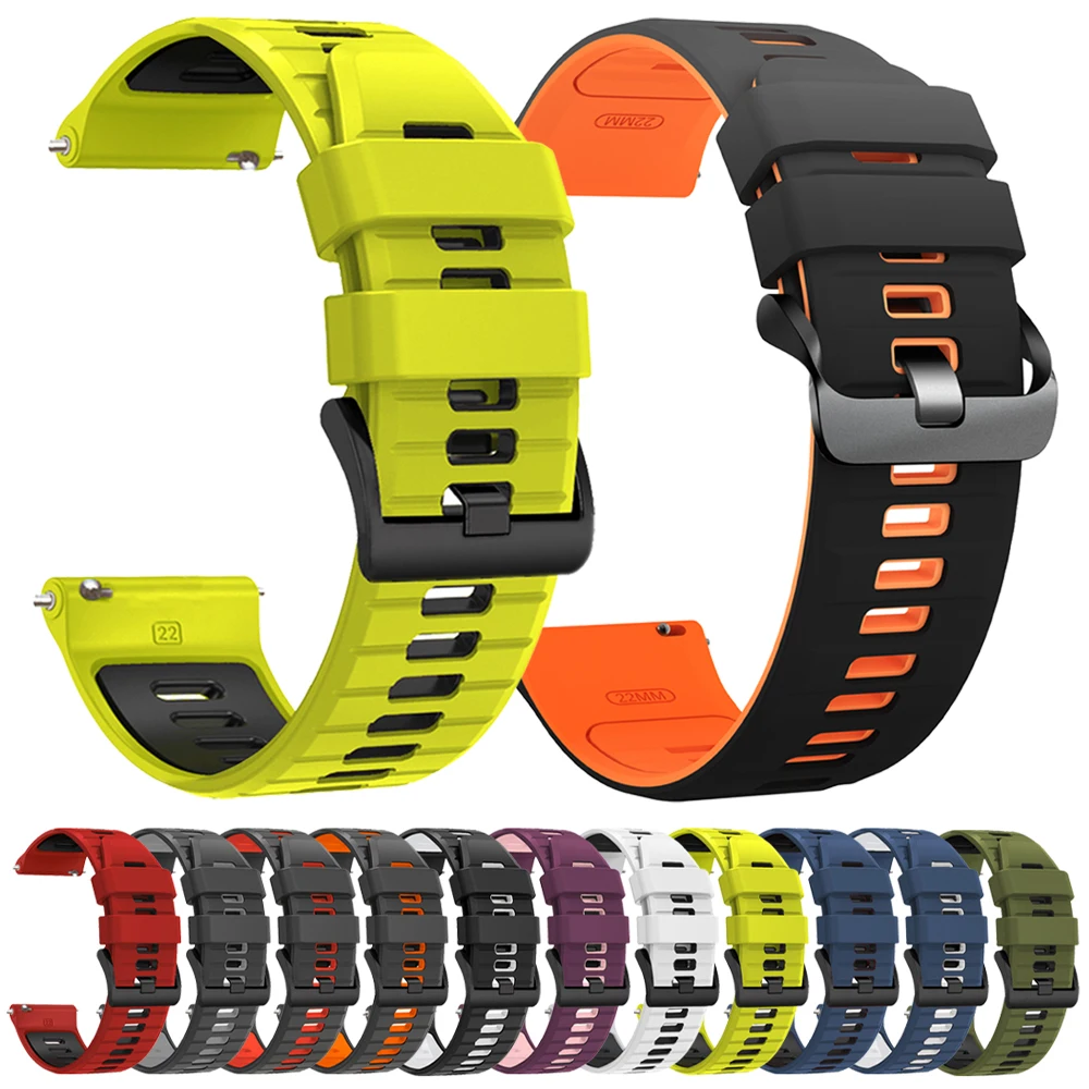 Schnellverschluss 22 mm Uhrenarmband für Garmin Forerunner 570 47 mm 265 255 Music Venu 4 3 45 mm/aktives zweifarbiges Silikonarmband Image