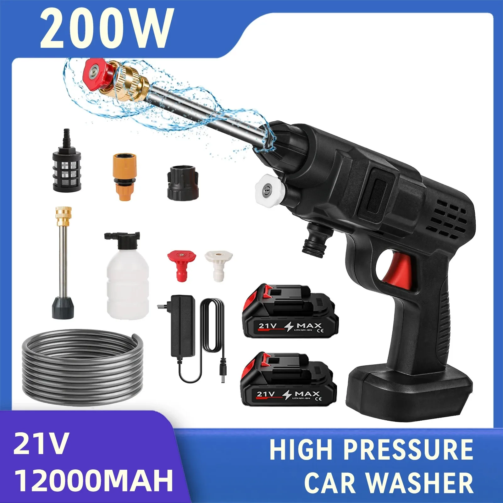 Drahtlose Hochdruck Auto Waschen Waschmaschine Pistole Cordless Generator Elektrische Spray Reiniger Auto Waschmaschine Für Makita 21V Batterie