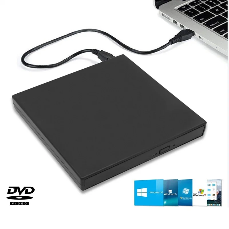 Externes CD-RW-Laufwerk/Schreibgerät, externes CD-DVD-Laufwerk, DVD-RW-Brenner, Lesen, USB 2.0, tragbar, für Laptop, Notebook, PC, DVD-Brenner Image