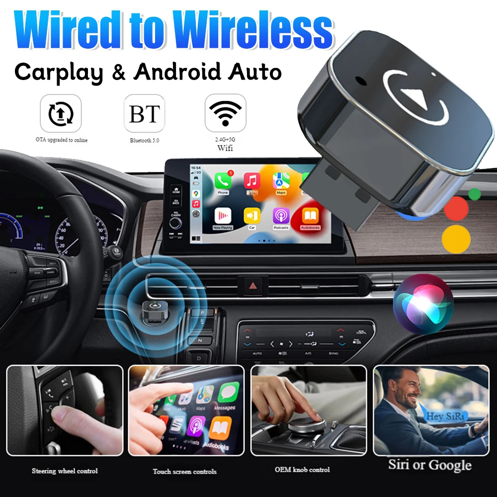 Drahtlose Carplay Android Auto Adapter Drahtlose CarPlay Dongle Auto Intelligente Systeme AI Smart Box Für Auto Mit Wired CarPlay Image