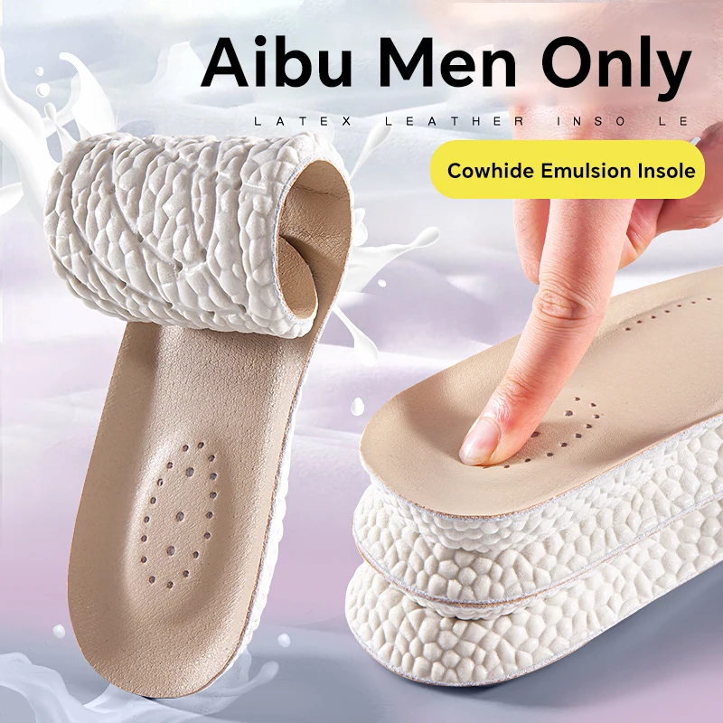 1 Paar Sport-Einlegesohlen für Schuhe, PU-Sohle für Männer und Frauen, Stoßdämpfung, atmungsaktiv, weiche Leder-Einlegesohlen Image