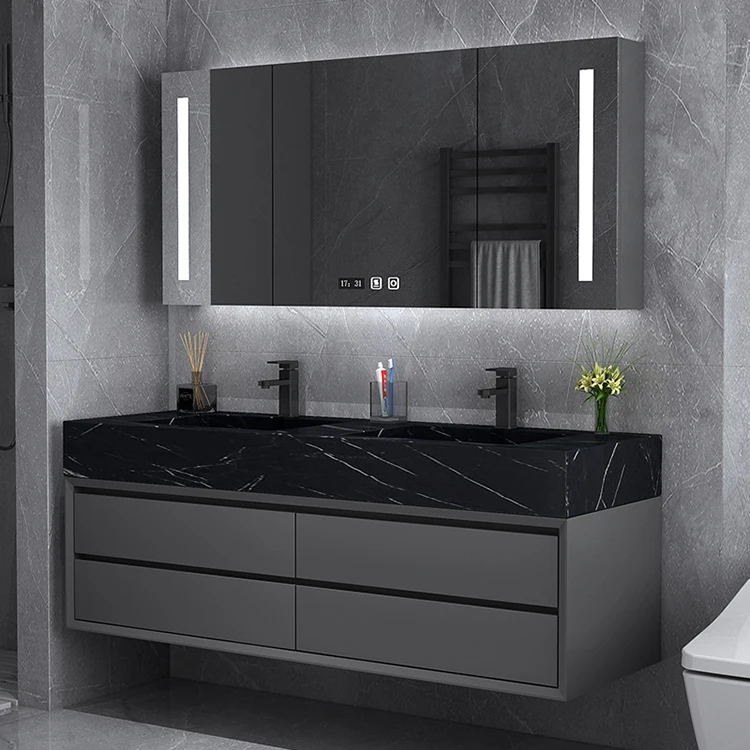 Deluxe Doppelwaschbecken Waschbecken Badezimmer Kosmetikschrank Home Center Badezimmerschrank Set