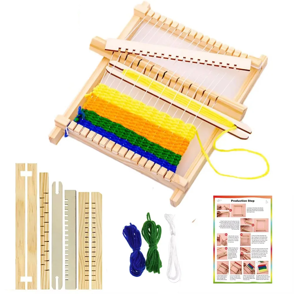 1Set Small Wooden Weaving Loom Kit DIY Wooden Weaving Loom Handmade Knitting Machine With Accessories for Adult Beginner