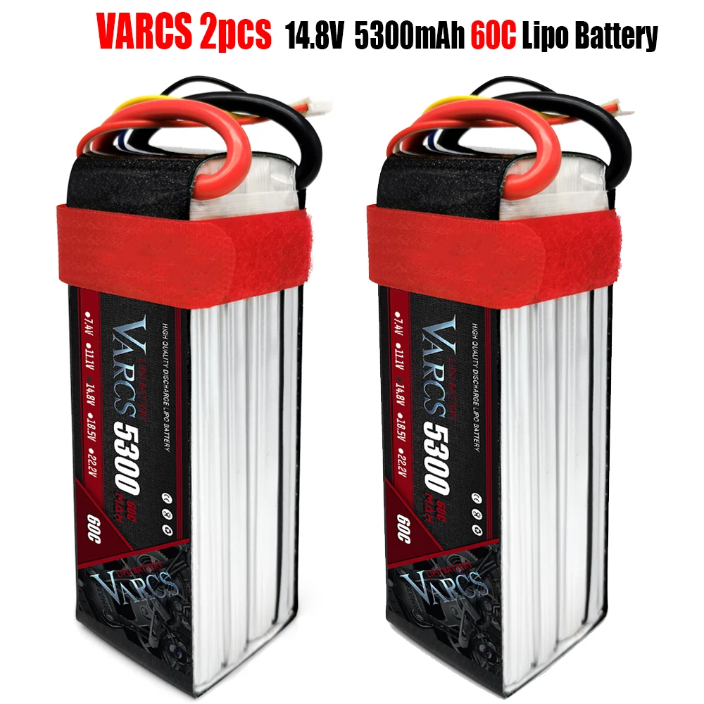 2 batterie VARCS Lipo 2S 3S 4s 6S 7.4V 11.1V 14.8V 22.2V 5300mAh 60C/120C per RC Car Off-Road Buggy Truck barche salash Drone